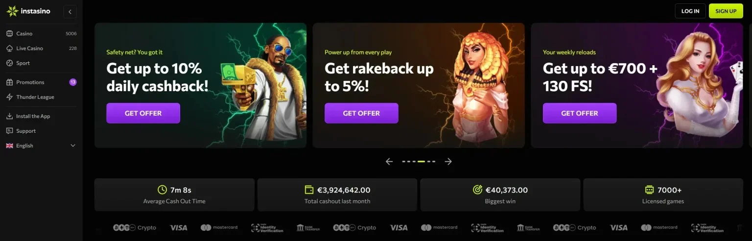 Promoties bij Instasino